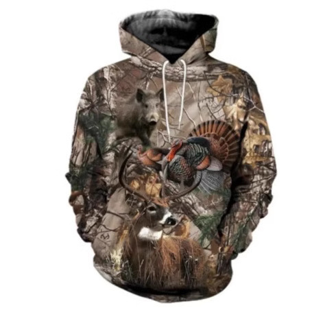 Camouflage Pattern Men's Hooded Sweatshirt Sweatshirt Personality Top 3D Printed Forest Jacket