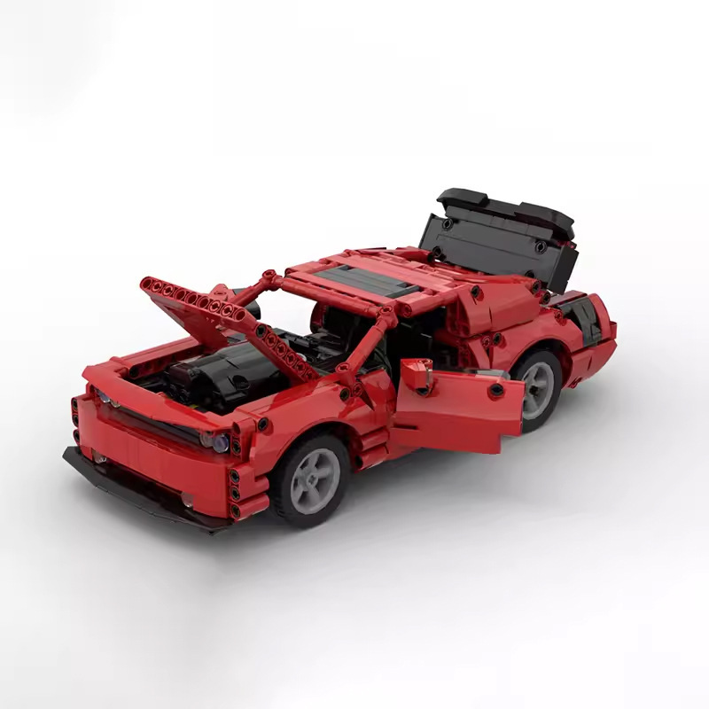 Compatible with Lego MOC-126064 red Dodge Challenger domestic building blocks assembled toy racing boy suit