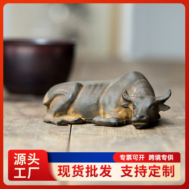 New Chinese-Style Buffalo Figurine Paperweight, Vintage Home Decor for Desktop, Living Room, Office Desk, Handmade Ornament, Money Tree