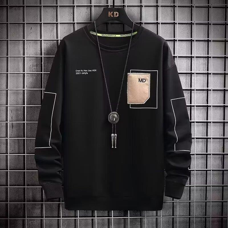Men's Long-Sleeved T-Shirt, Work Wear, Men's Early Autumn Trendy Fake Two-Piece Round-Neck Men's Inner Layering Sweatshirt Men's Long-Sleeved T-Shirt, Work Wear, Men's Early Autumn Trendy Fake Two-Piece Round-Neck Men's Inner Layering Sweatshirt
