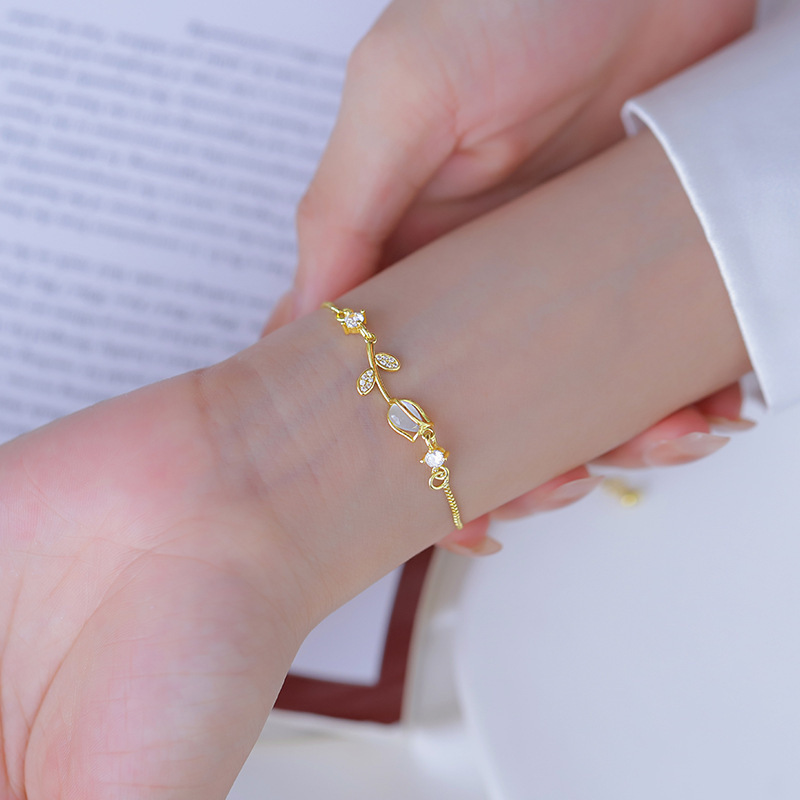 11g Weight Cute Simple Style Flower Alloy Beaded Women's Bracelets