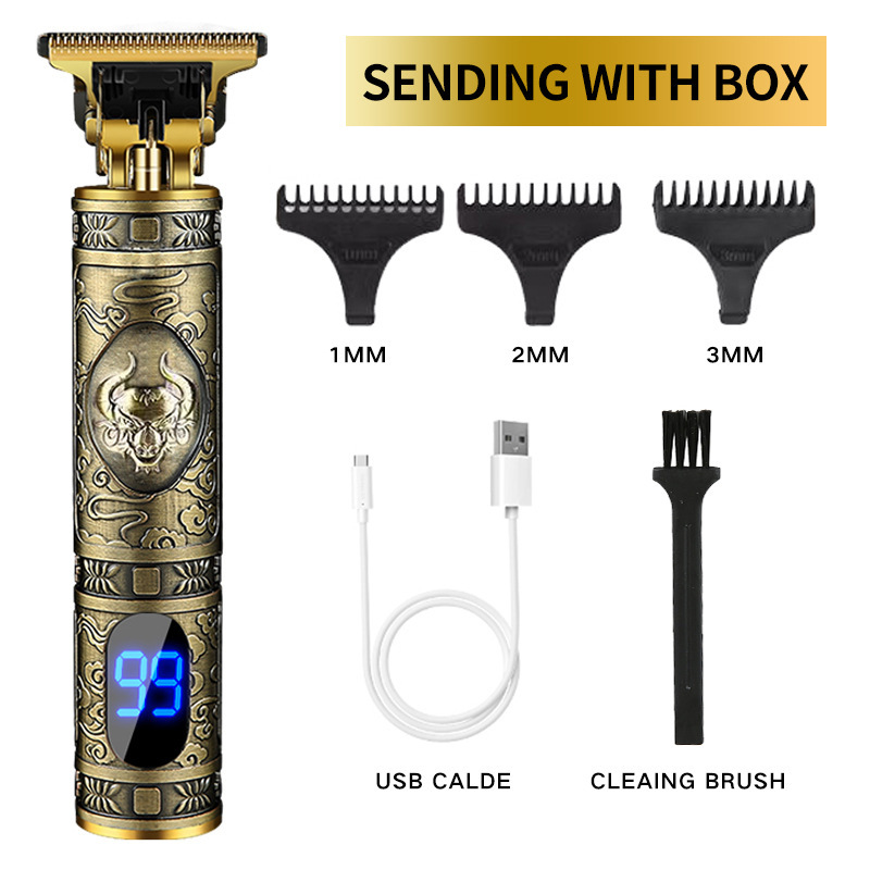 T9 Buda cabeza eléctrica Clipper empuje blanco gradiente aceite cabeza empuje tijeras cabeza profesional peluquería tallado Clipper grabado pelo Clipper