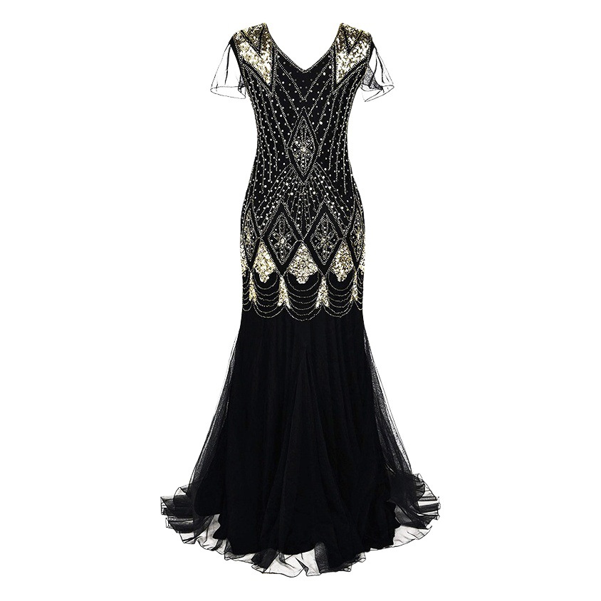 1920 vintage vestido de lentejuelas vestido de las mujeres banquete luz de lujo fiesta vestido de noche vestido de cola de pez Z-GA81 larga