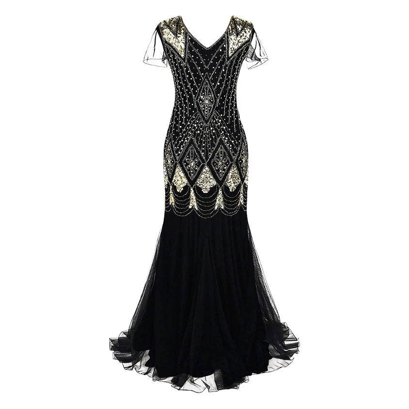 1920 женское винтажное платье с пайетками, светлое банкетное роскошное вечернее платье, длинное платье годе Z-GA81