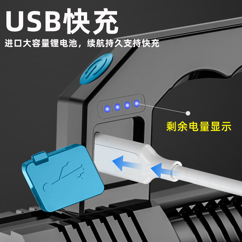 廠家直銷四核強光手電筒USB可充電應急燈戶外多功能led遠射手提燈