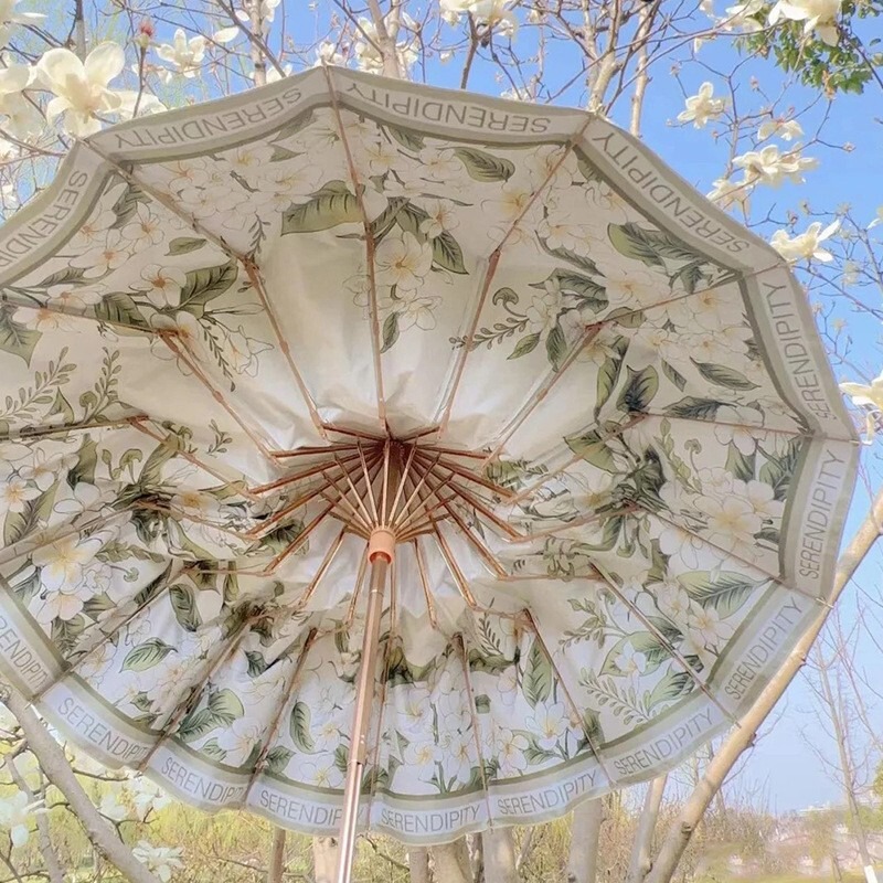 Bpb Retro Sun Umbrella 6-Bone Large Sunny Umbrella Dual-Purpose Women's Chinese Style Stacked Wind-Resistant Sun Protection Uv Protection Sunshade