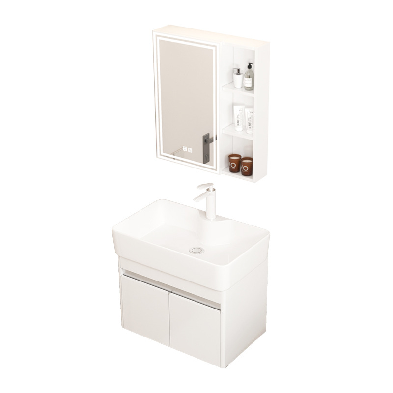 Cuerno redondeado de aluminio panal de aluminio espacio gabinete de baño cerámico todo en un gabinete lavabo combinación lavabo profundo lavabo