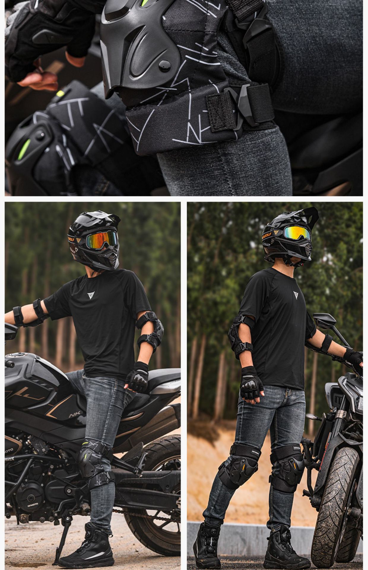 Suitable for Motorcycle Protective Gear, All-Season Motorcycle Riding, Anti-Fall Protection, Knee Protection, Elbow Protection, Rider Leg Protection, Electric Vehicle Riding Protection