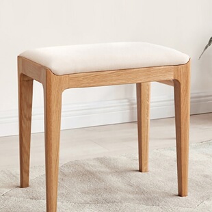 Factory Direct Solid Wood Makeup Stool Modern Simple Oak Square Stool Nordic Creative Fabric Dressing Table Stool Household