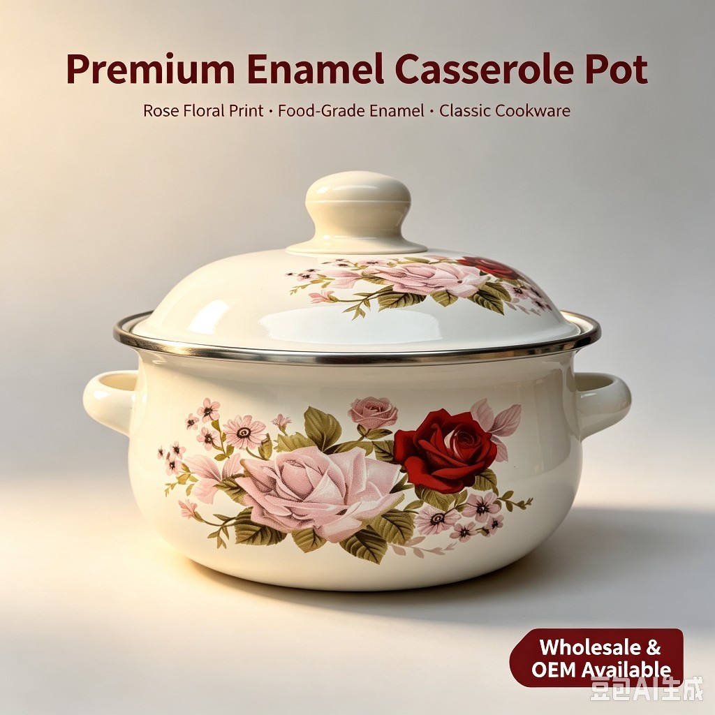 Cross-Border Trade Enamel Thickened Double-Handle Enamel Milk Pot Soup Pot Induction Cooker Stew Pot Instant Noodle Pot Gas Stove Soup Pot