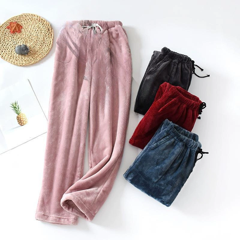 Толстые фланелевые брюки женские осенние и зимние пижамы для дома свободные большие размеры с прямым ртом