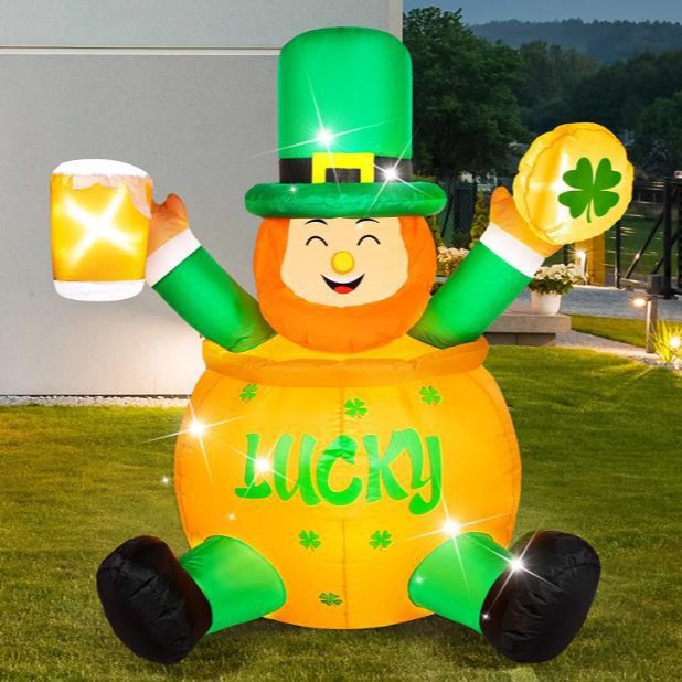 跨境圣帕节气模 绿帽老人气模充气发光节日装饰爱尔兰狂欢啤酒节