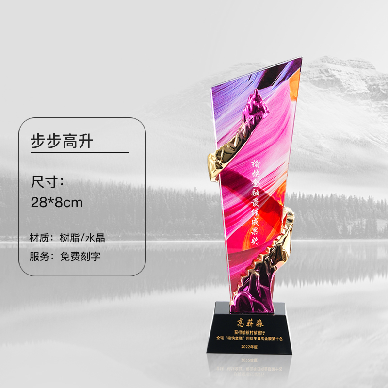 Reunión anual de trofeos de vidrio de agua personalizados Premios contribuciones sobresalientes del personal creativo Medalla de cristal de cinco puntas personalizada