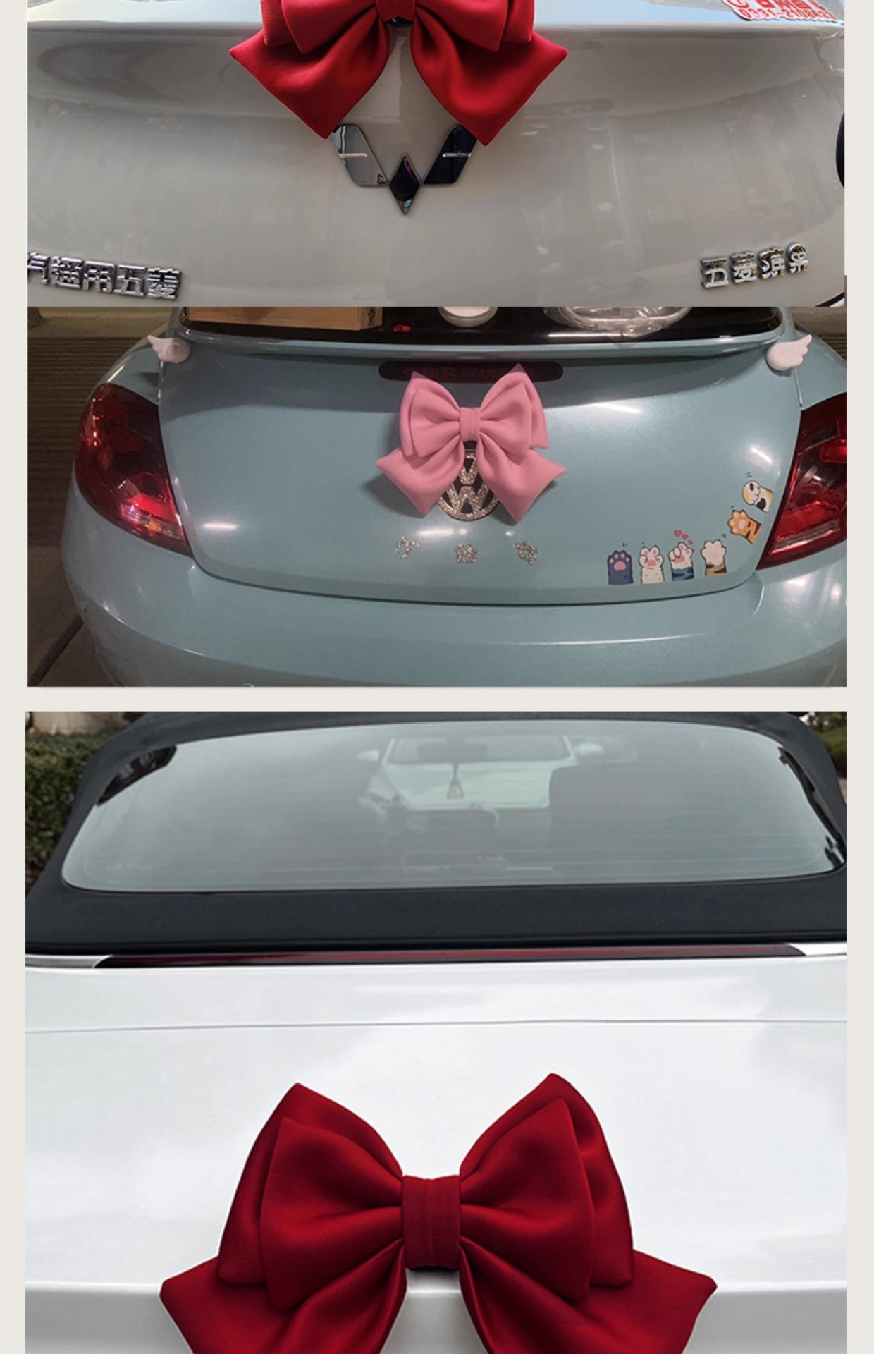 Car Tail Bow Decoration Pendant Trunk Tail Car Sticker Motorcycle Doll Ornament for Goddess Use