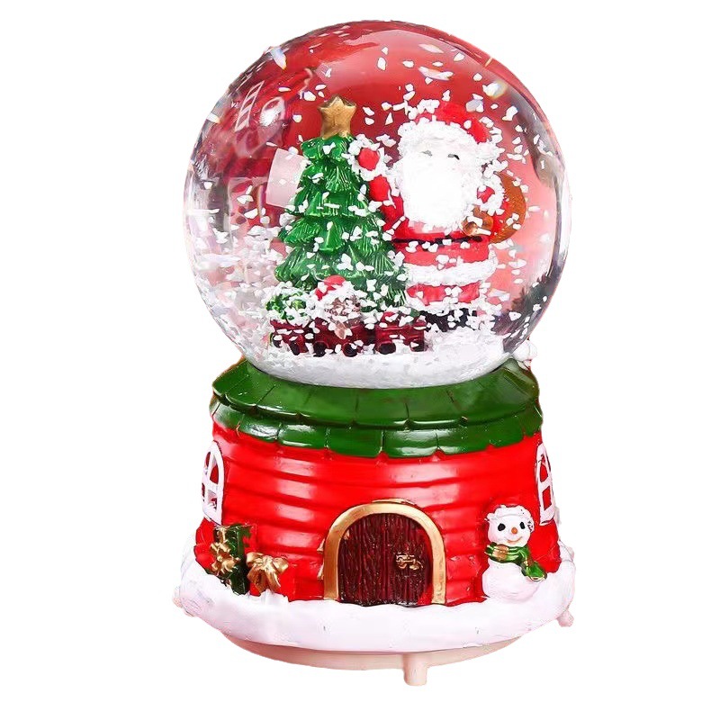  Christmas crystal ball music box small ornaments home decoration automatic snow resin crafts to map customization