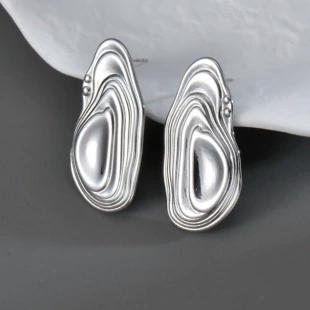 Серьги Tide: асимметричные из нержавеющей стали и 18K белого золота, простой элегантный дизайн, Style 1–5