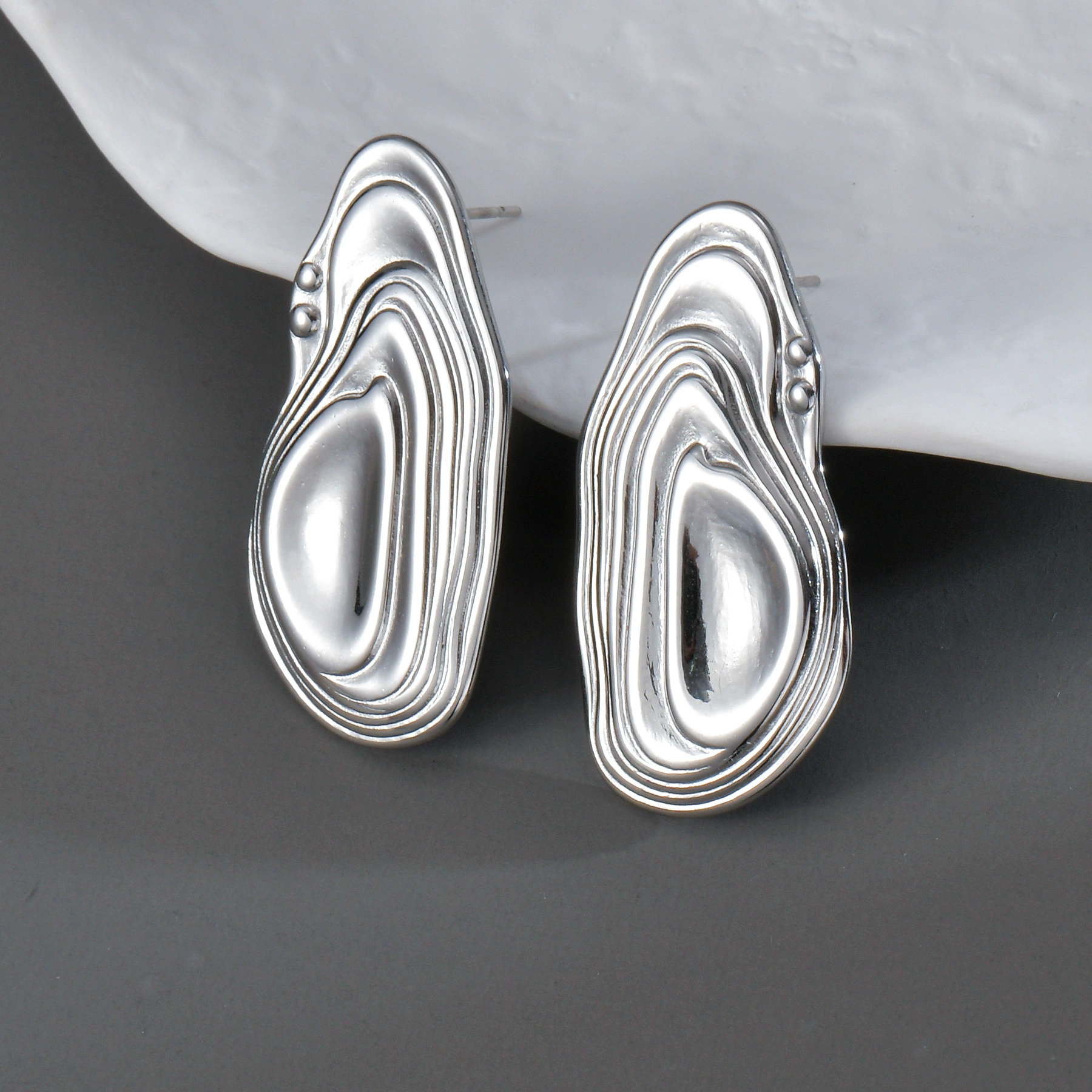 Серьги Tide: асимметричные из нержавеющей стали и 18K белого золота, простой элегантный дизайн, Style 1–5