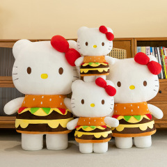 卡通漢堡KT貓毛絨玩具抱枕兒童生日禮物大號剪刀機玩偶陪睡公仔