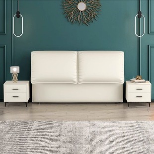 Ear Headboard Italian Light Luxury Headboard Cream Style One-Piece Floor-Standing Bedside Table Can Be Bought Separately