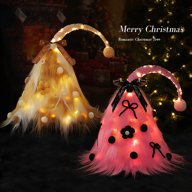 Nuevo mini árbol de Navidad pequeño cuello inclinado paquete de peluche diy decoración de Navidad decoración de escritorio interior de la sala de estar