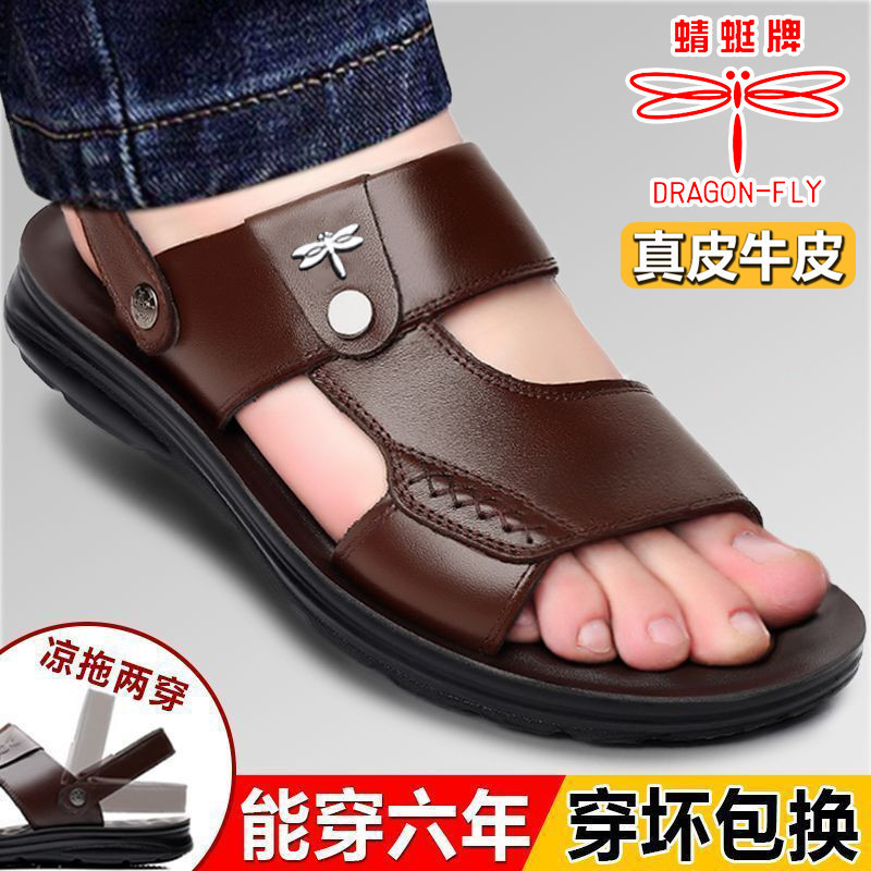 Dragonfly Brand Men's Sandals Summer New Non-Slip Beach Shoes Thick-Soled Sandals Men's Dad Shoes