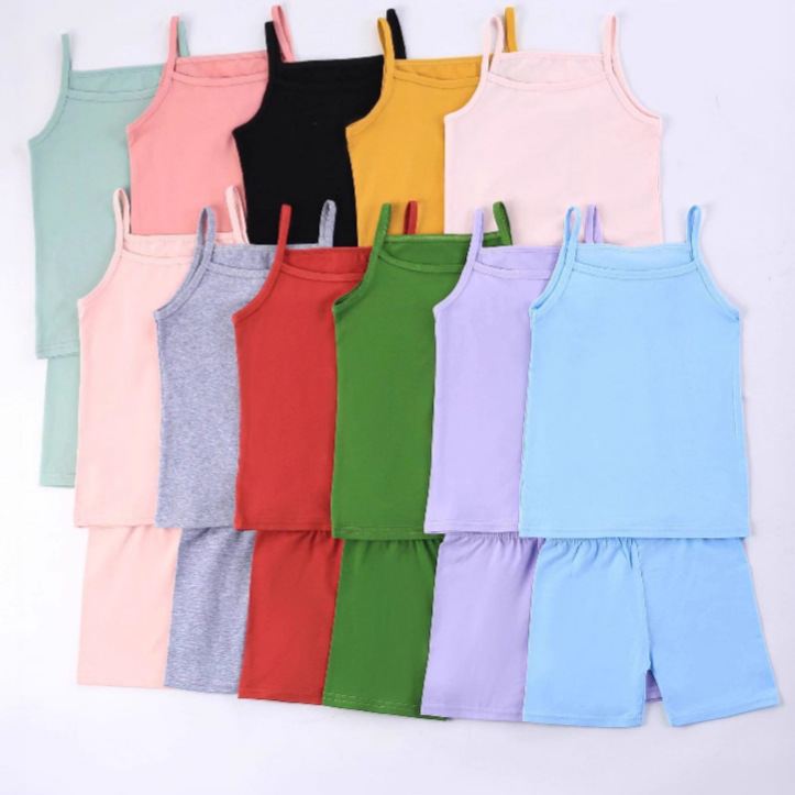 Cross-Border Supply Girls' Camisole and Dance Shorts Two-Piece Set Children's Summer Solid Color Ballet Yoga Outfit