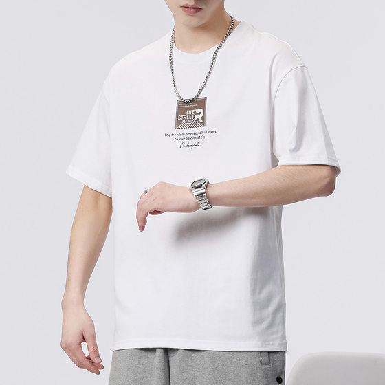 Boys Pure Cotton Ice Silk Short-sleeved T-shirt Men's Summer Men's 2025 New Loose Men's Fashion Brand Men's Summer T-shirt