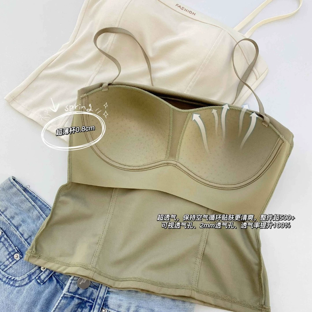 Genuine summer thin top with cups, wireless bra, vest, bra top