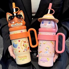 迪士尼史迪奇保温杯朱迪尼克便携吸管杯子高颜值水杯大容量冰霸杯