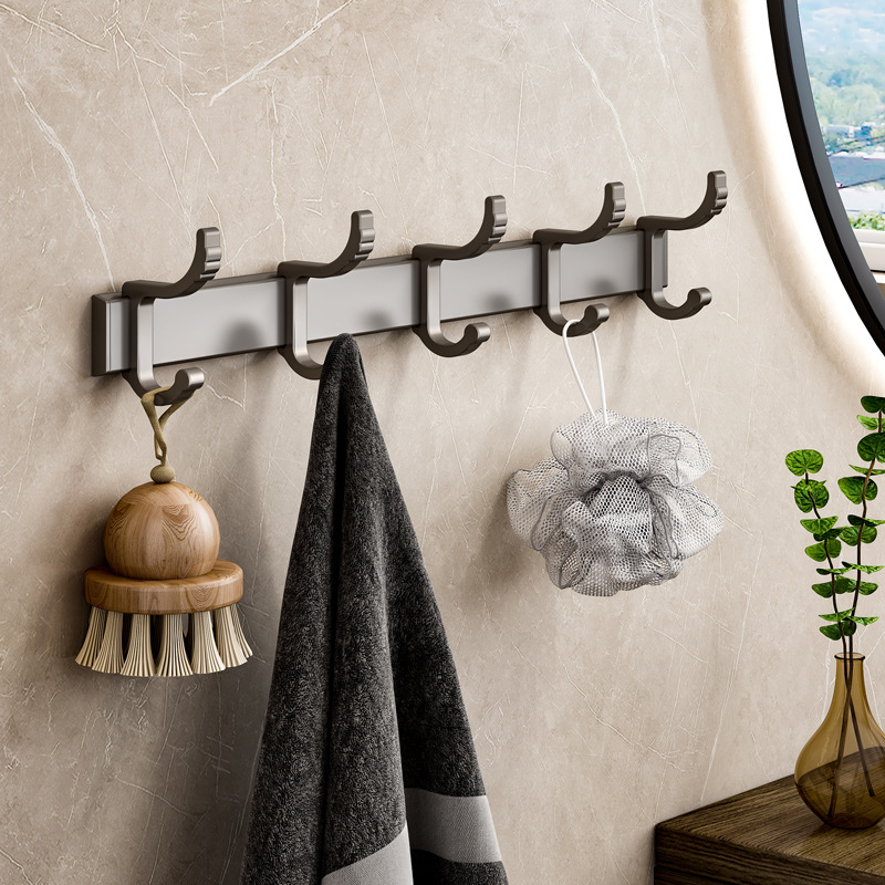 Gun ash hook a row of non-perforated bathroom wall space aluminum clothes coat and hat towel bathroom kitchen hook