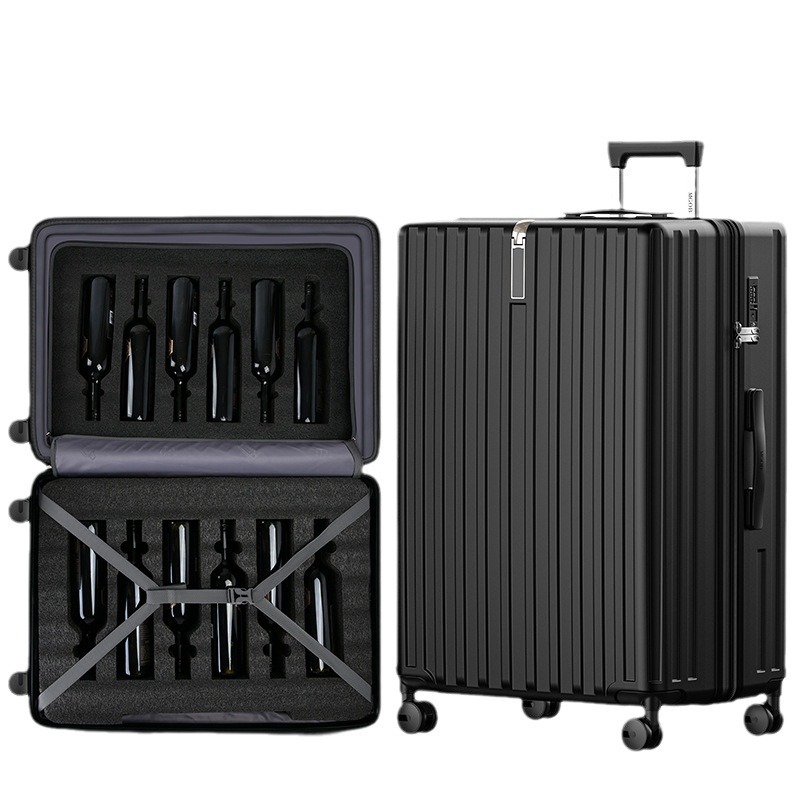 Vali đựng rượu vang chống sốc 28 inch, sức chứa 12 chai, kéo tay tiện lợi — Màu đen chi tiết 10
