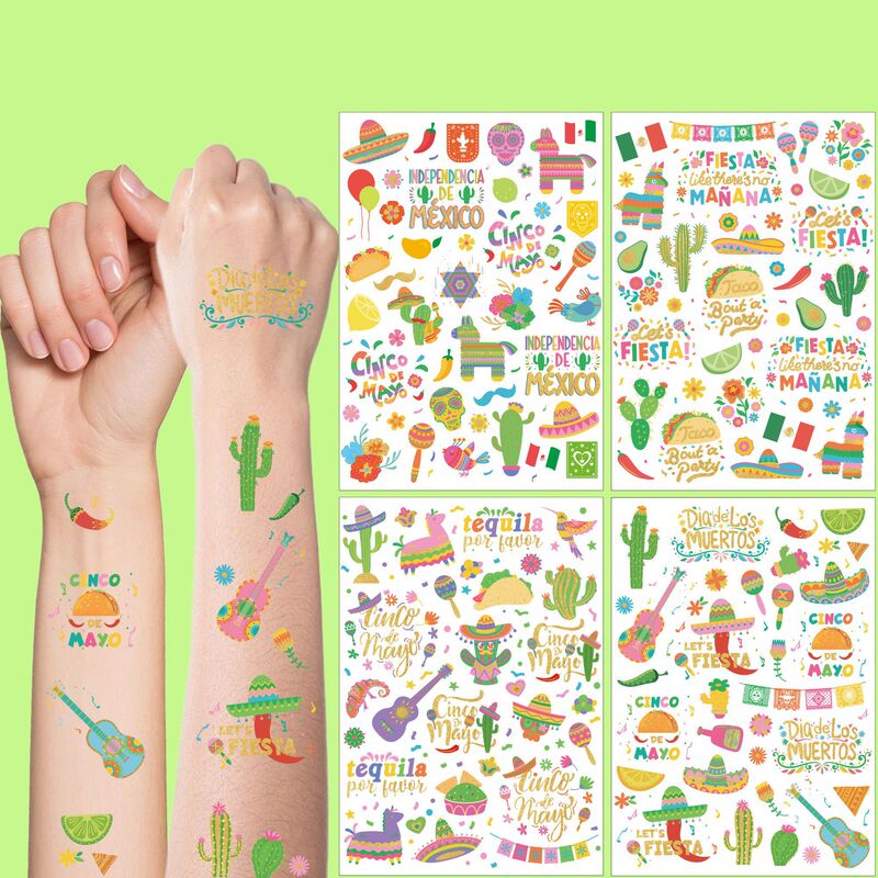 Cross-border Tattoo Sticker for Mexico TACO Special Food Festival Decoration Single Team Tatto Sticker