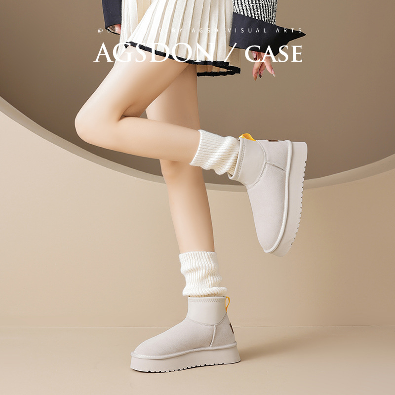 Botas de nieve para mujeres 2025 nuevas botas cortas de invierno de terciopelo gruesas, zapatos casuales de algodón de suela alta