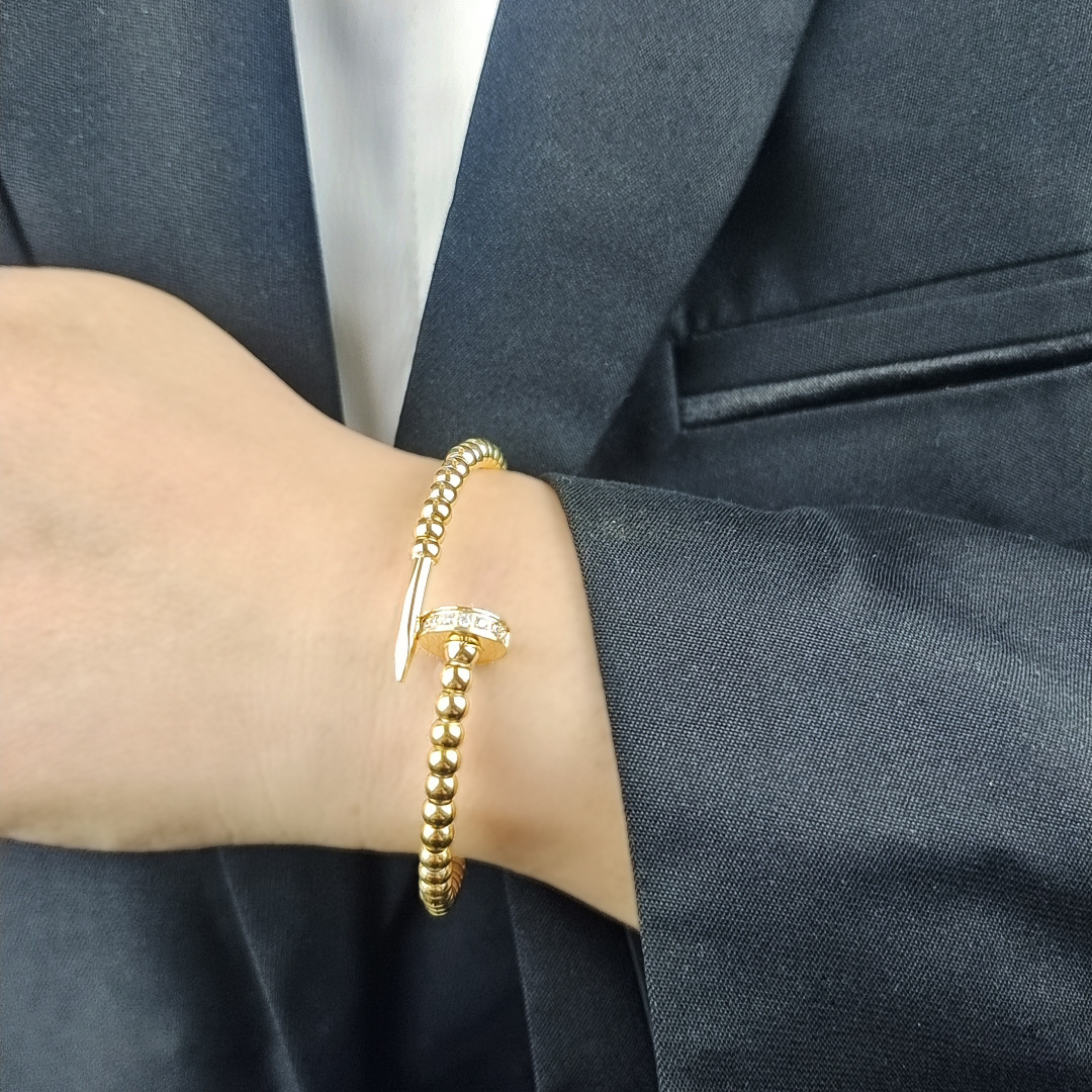 Simple Style Leaf Snake Butterfly Stainless Steel Plating Shell Zircon Bangle 1 Piece