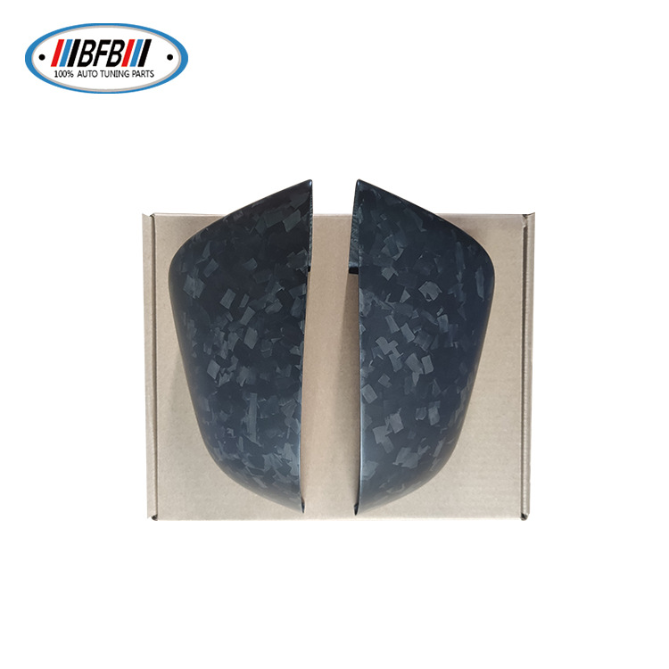 100% Real Carbon Fiber Rearview Mirror Cover - For Tesla Model Y - Marble Matte Mirror Shell Forged Left and Right Backup Mirror Cover