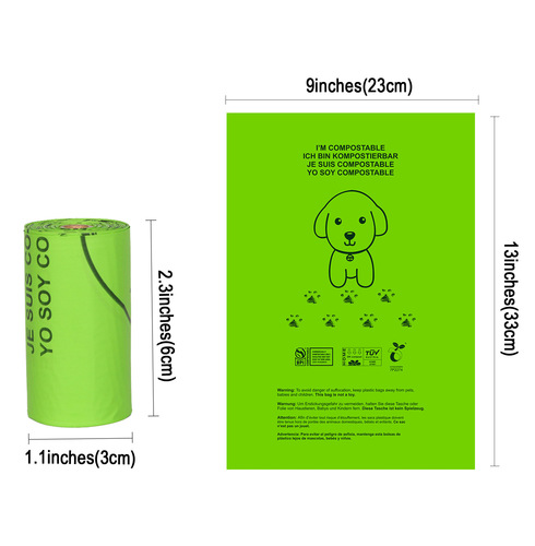 Cross-border new product biodegradable pet waste bags Cornstarch PLA degradable pick-up bags dog poop bags
