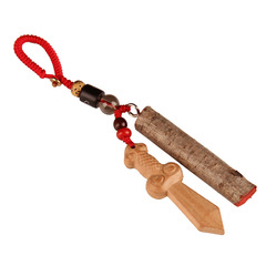 桃木枝鑰匙扣東南桃樹枝條肥城桃木棍劍斧刀狗牙豬驚骨掛件寶寶