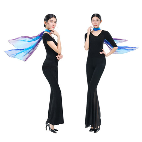 Women's Elegant Formal Wear Set for Etiquette Training: V-Neck Modal Latin Dance Practice Outfit for Model Walks