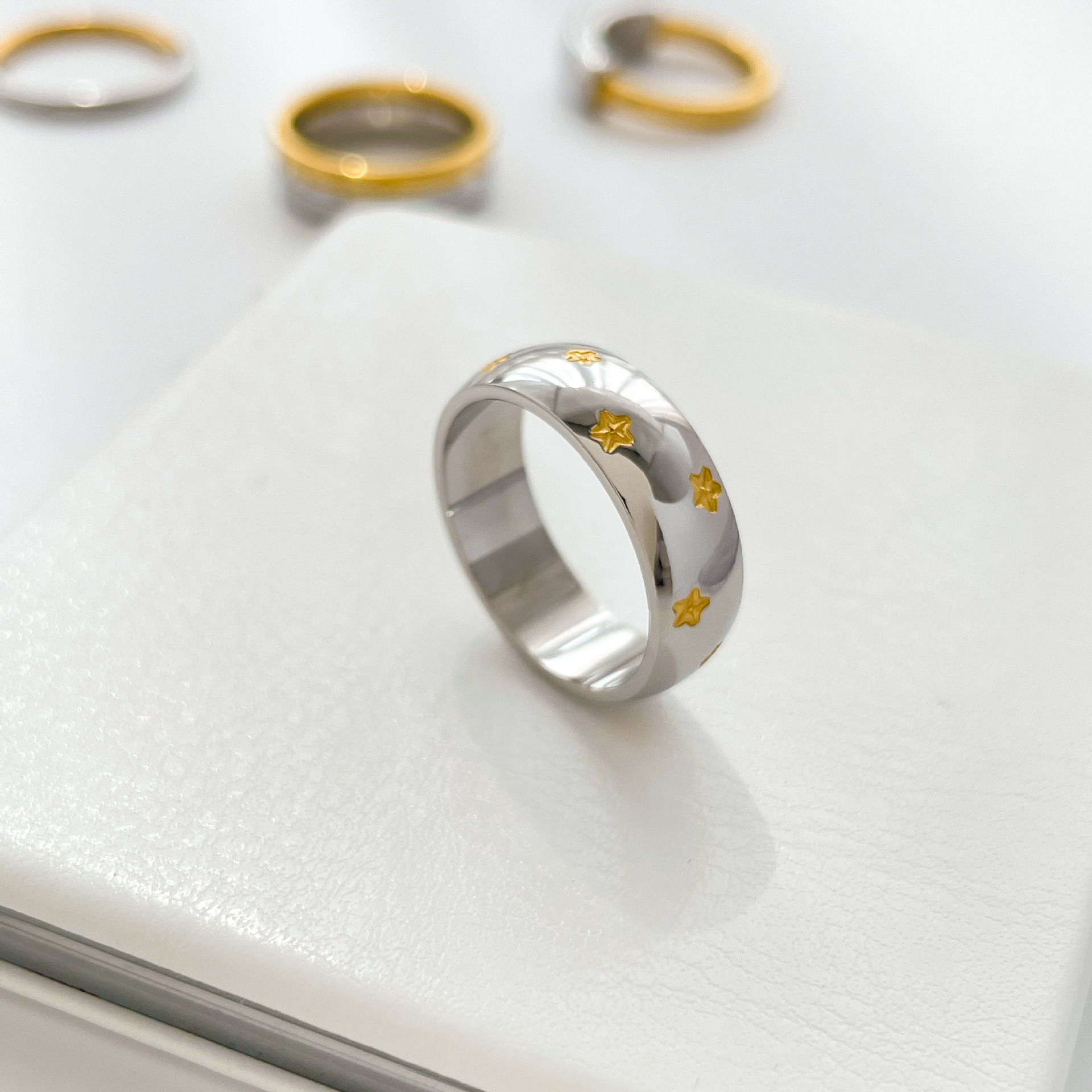 Rings Classification 1 Piece Quantity Simple Style Color Block Titanium Steel Plating Gold Plated Rings
