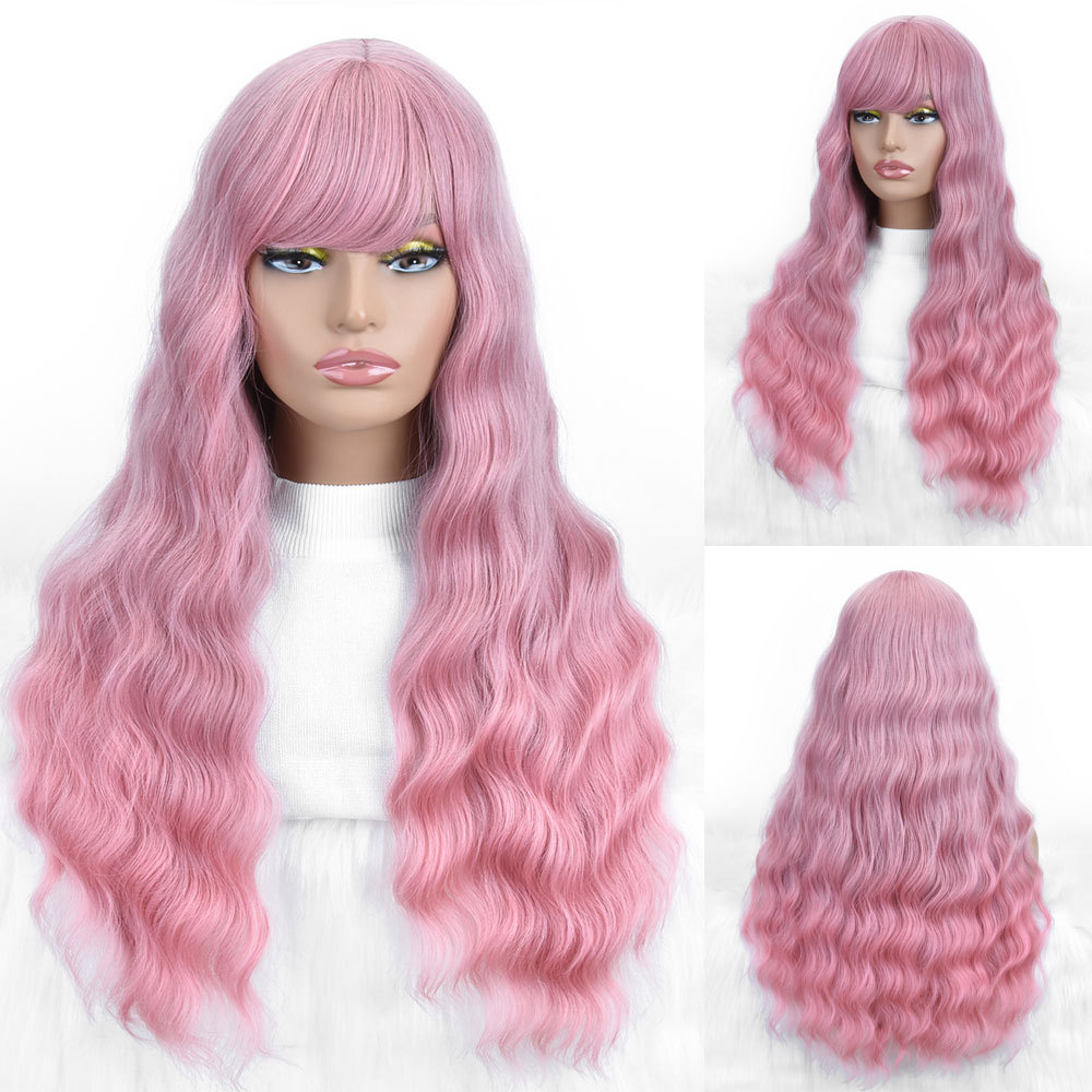 Szintetikus Női Kémiai Szálból Készült Hosszú Stílusú Göndör Haj Paróka Frufruval, Teljes Fejpántos, Több Színben Elérhető_voghion.com