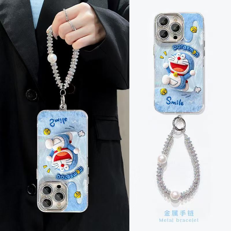 精孔羽纱适用苹果17promax手机壳带镜头膜OPPORENO10PRO毛绒哆啦