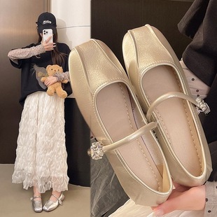 Mary Jane Strap Fashion Women's Shoes 2025 Summer New Internet Celebrity Shallow Soft Sole Comfortable Flat Loafers