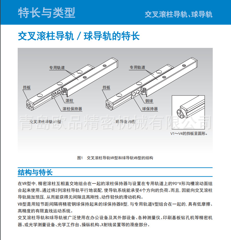 THK交叉滾子導軌特長與類型