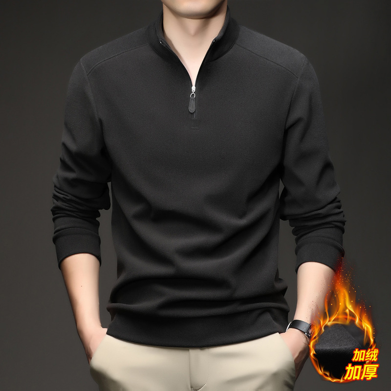 Men's Half-Zip Thickened German Velvet Stand-Collar Polo Shirt, Simple and Stylish, Comfortable and Skin-Friendly Fabric, Fleece-Lined Casual Sweatshirt Men's Half-Zip Thickened German Velvet Stand-Collar Polo Shirt, Simple and Stylish, Comfortable and Skin-Friendly Fabric, Fleece-Lined Casual Sweatshirt