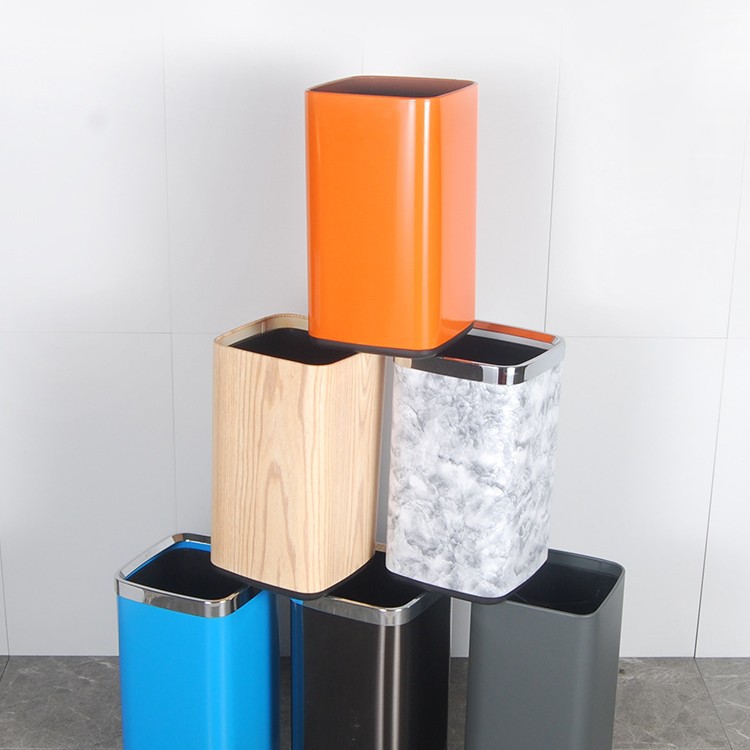 Cubo de ceniza de estilo de Hong Kong caja de fruta cesta de papel higiénico de mano Cubo de basura de acero inoxidable de doble capa retardante de llama