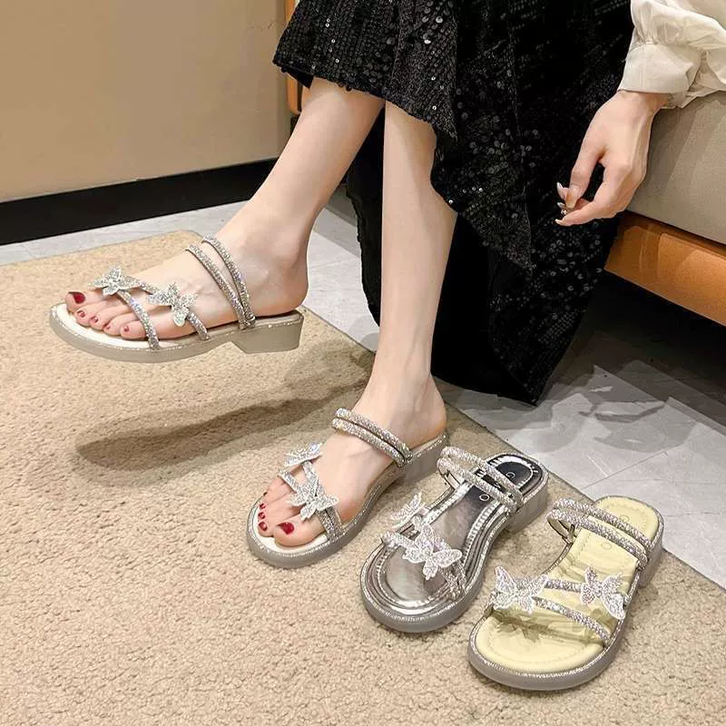 Летние тапочки, пляжная обувь, подходят с юбкой, сандалии, французский стиль