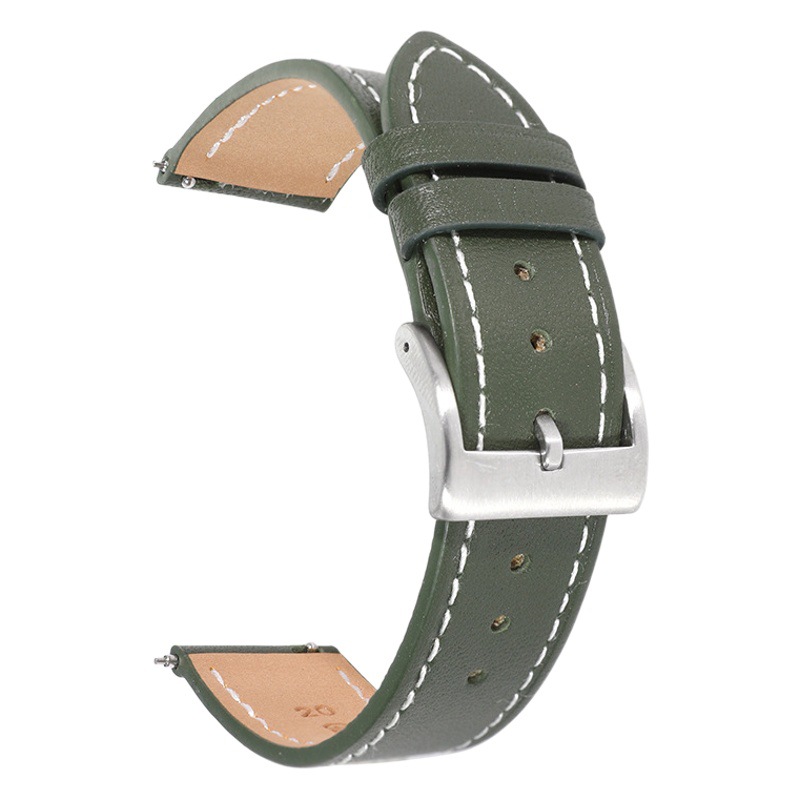 Factory Outlet Head Layer Cowhide Needle Plain Slim Strap 22/20mm Switch Ear Fit Apple Samsung