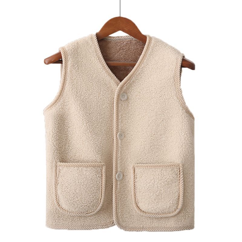 Primavera y otoño chaleco de cordero con chaleco de terciopelo de madres espesar hombros de mediana edad nuevas partículas de ropa exterior para mantener el calor
