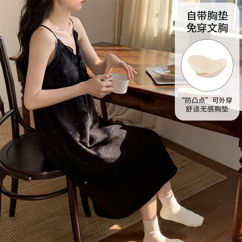 2025 New Sexy Suspender Nightgown for Women in Summer, Large Size Pregnant Women with Breast Pads, Thin Style, Can Be Worn Outside Home Clothes 2025 New Sexy Suspender Nightgown for Women in Summer, Large Size Pregnant Women with Breast Pads, Thin Style, Can Be Worn Outside Home Clothes