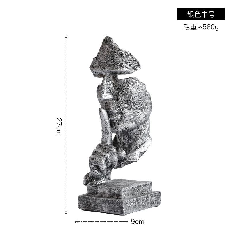 北欧のアイデアの小さいサイズの沈黙は金のカバーの3つの抽象的な樹脂の彫刻で飾られています。|undefined